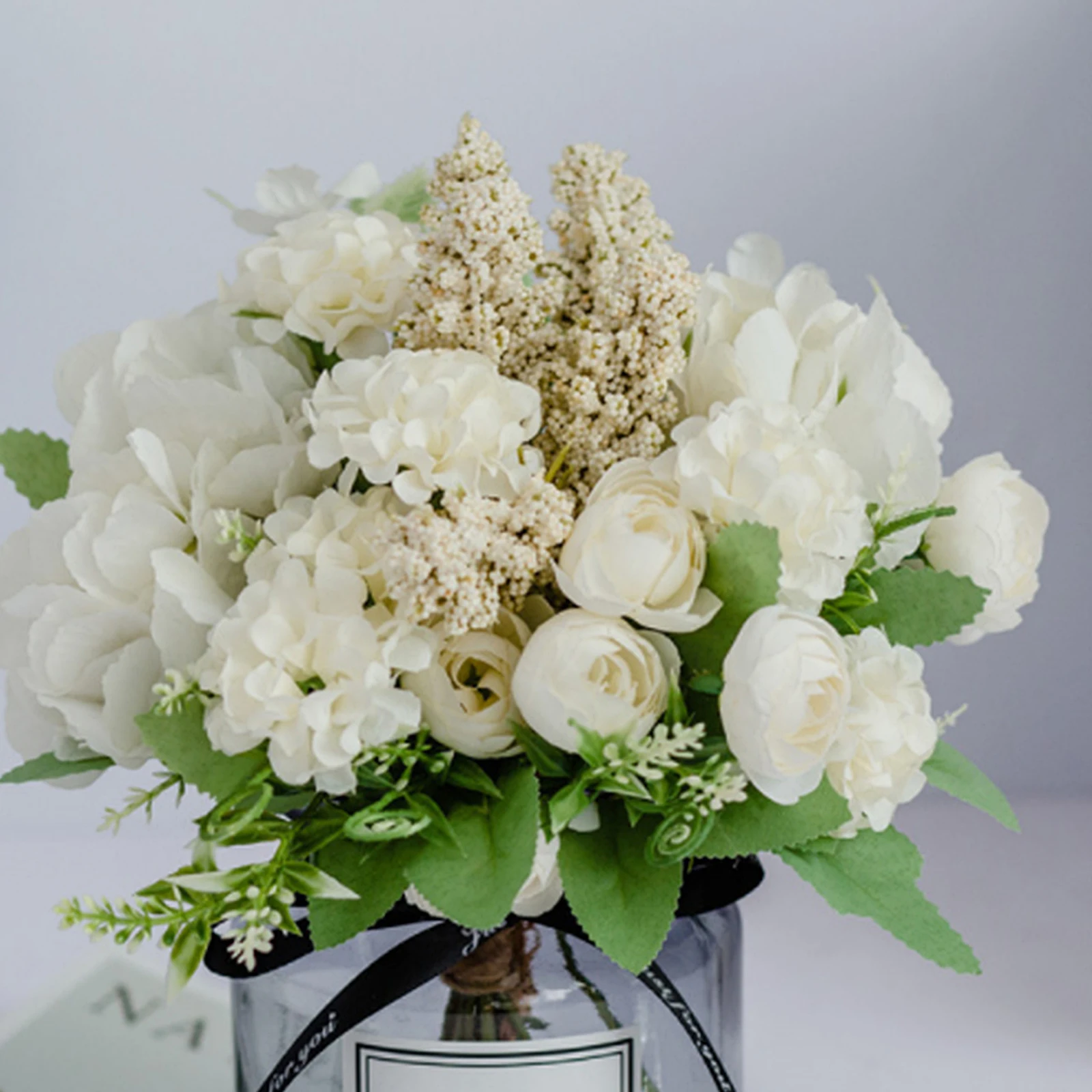 Dirbtinių Gėlių Netikras Šilkas Hydrangea Puokštė Puošimas Vestuvių dekoro Balta
