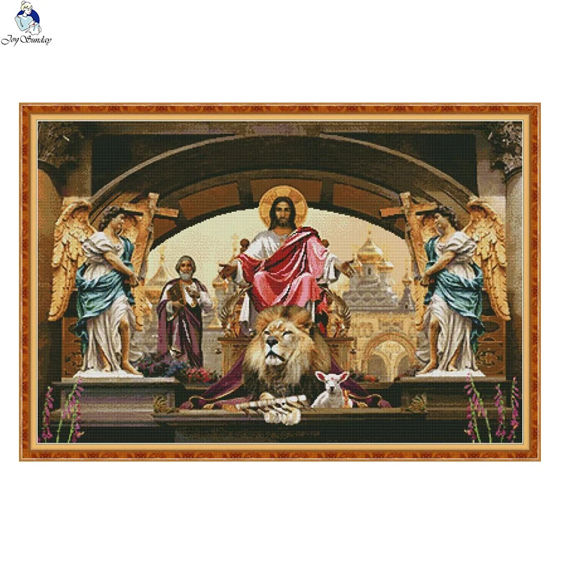 JoySunday crossstitch rinkinių rankdarbiams Jėzus, Angelai vaiko dukra pav 14CT 11CT medvilnės audinio dažymo dovana meno spręsti