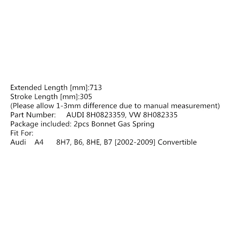 BOXI 2 VNT variklio Dangčio Šoko Dujų Pavasario Liftas Parama Audi A4 8H7 B6, 8HE B7 Kabrioletas 2002-2009 Dujų Spyruoklių Liftas Traukes