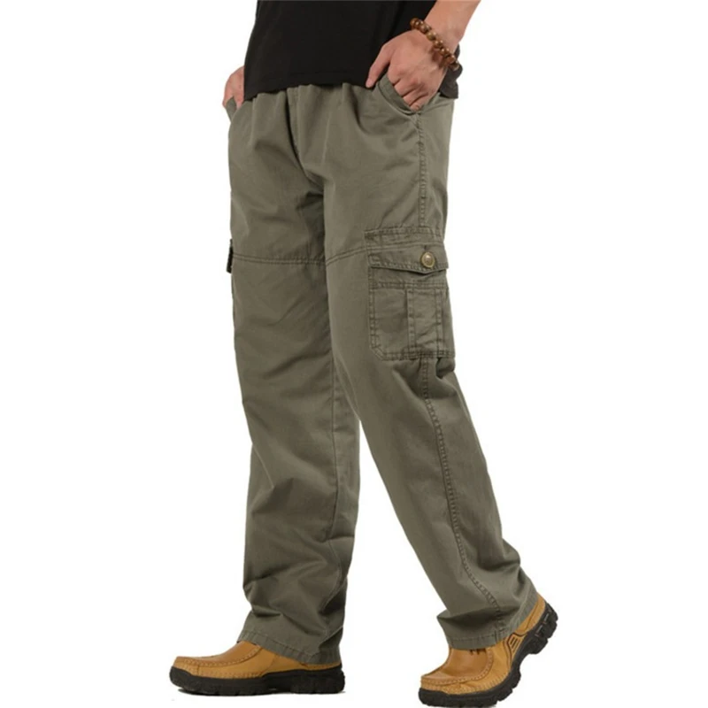 Vyriški Laisvalaikio Medvilnės Kelnės Pavasarį, Rudenį darbo drabužiai Laisvi Kovoti su Baggy Taktinės Kelnės Kariuomenės Karinių Krovinių Pants Plus Size 6XL