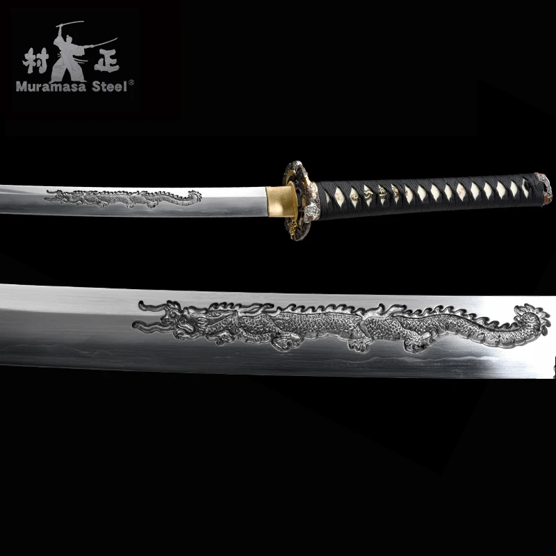 Originali Japonų Kardas Sanmai T10 Ašmenys Full Tang Nekilnojamojo Katana Mediena Labai Griežti Inkrustacijos Lukštais Ranka Graviruotas Dragon Sword Aukštos Kokybės