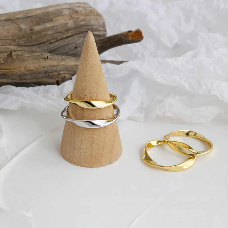 Nekilnojamojo 925 sterling silver irregualr susukti žiedai moterims anillos mujer, minimalistinio vestuvinis žiedas bague femme papuošalai