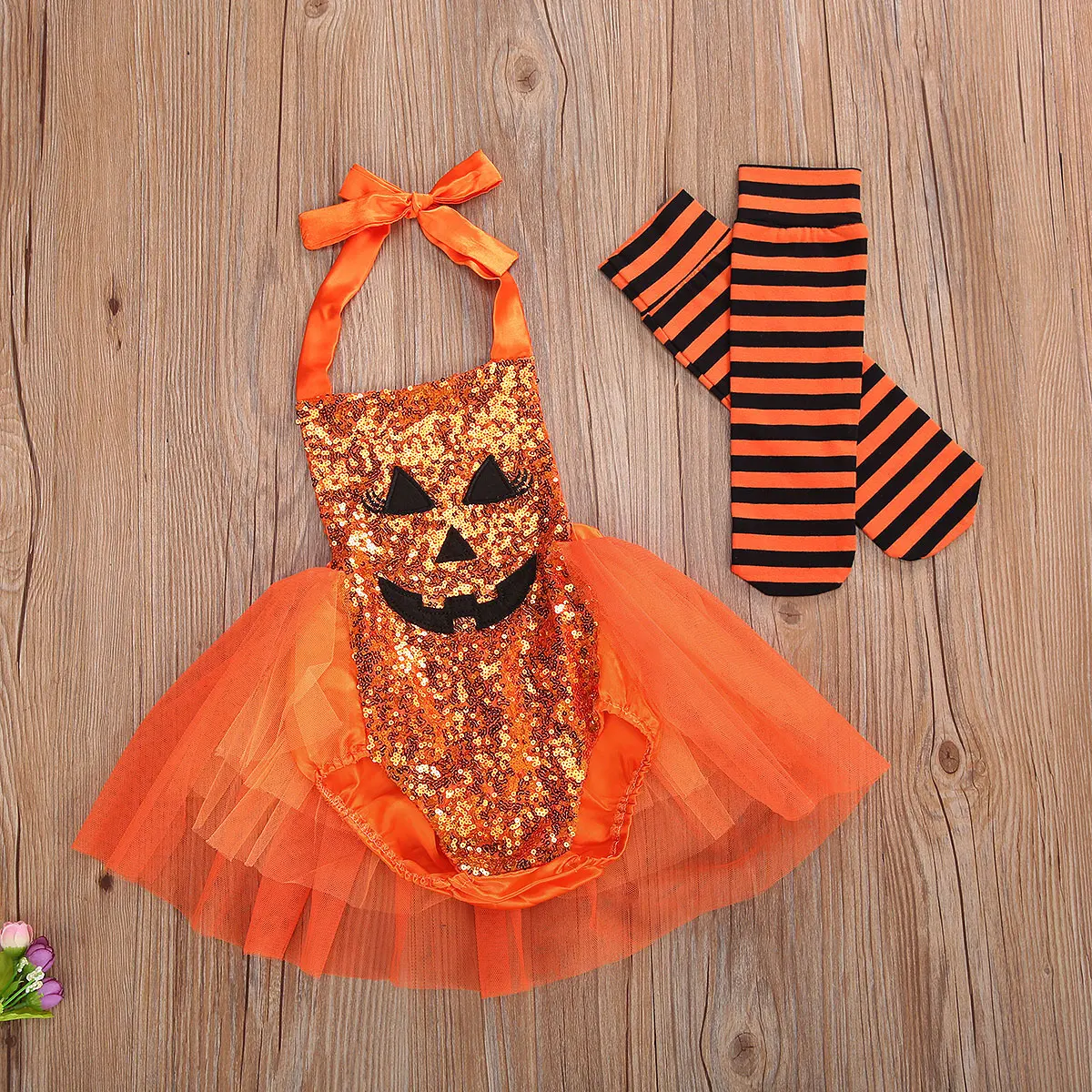 2vnt Halloween Apranga Baby Girl Drabužiai Spausdinti China Apynasrio Romper Tutu Suknelė + Dryžuotų Kojinių Rinkinių Kūdikių Festivalis Kostiumas