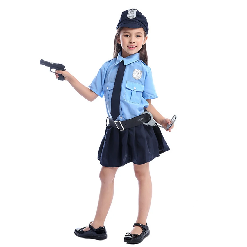 Maža Policininkas Mielas Mergaičių Karnavalas Helovinas Kostiumas Vaikams Cosplay Policijos Uniformą Išgalvotas Suknelė Cool Nuslėpti Drabužių Anime