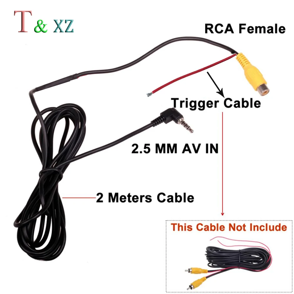 T& xz RCA 2,5 MM AV Kabelį Automobilių DVR Kamera Galinio vaizdo rašytuvas Stovėjimo Kameros Adapteris parkavimo pagalbos