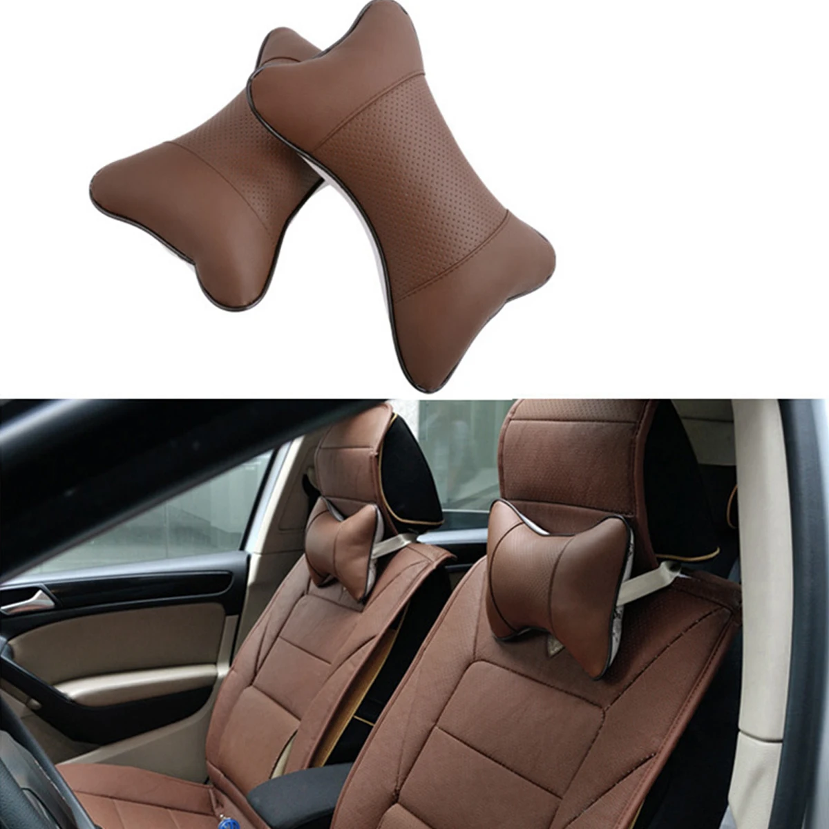 2020 m. visiškai naujas atvykimo automobilių kaklo pagalvės abi pusės pu odos vienos pagalvėlės tinka daugumai automobilių užpildyti pluošto universaliųjų automobilių pagalvė