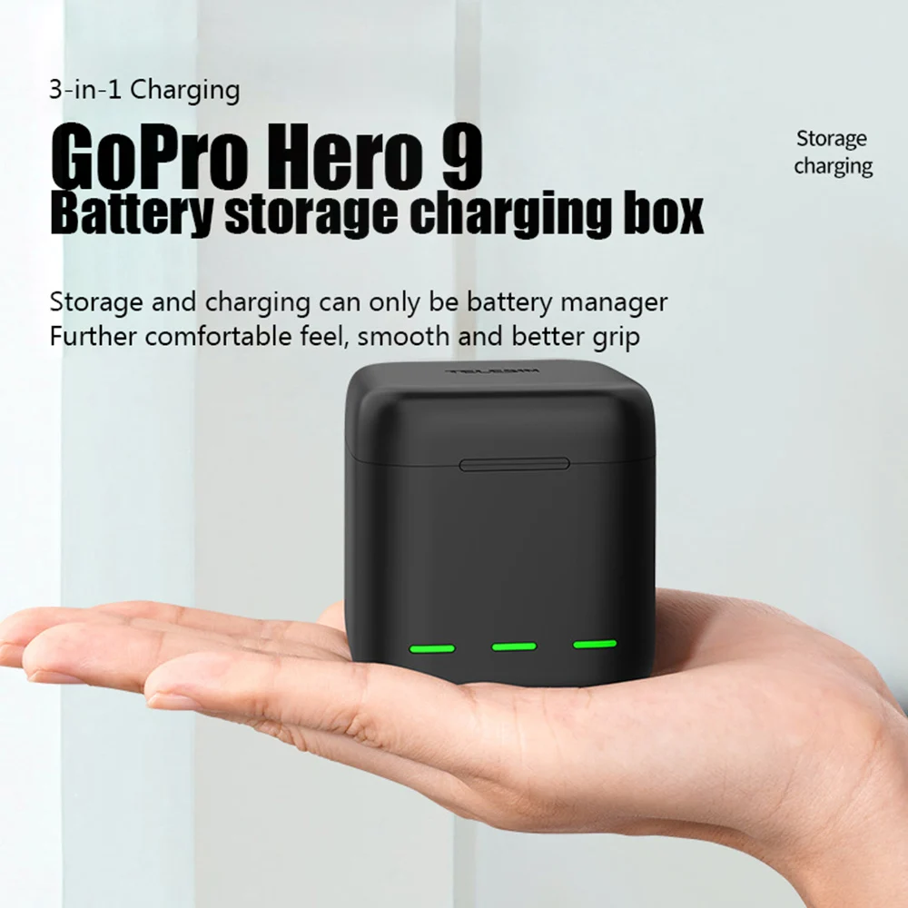 Gopro hero 9 Baterijos laikymo įkrovimo langelį Sporto Fotoaparato priedai saugojimo įkrovimo dėžutę