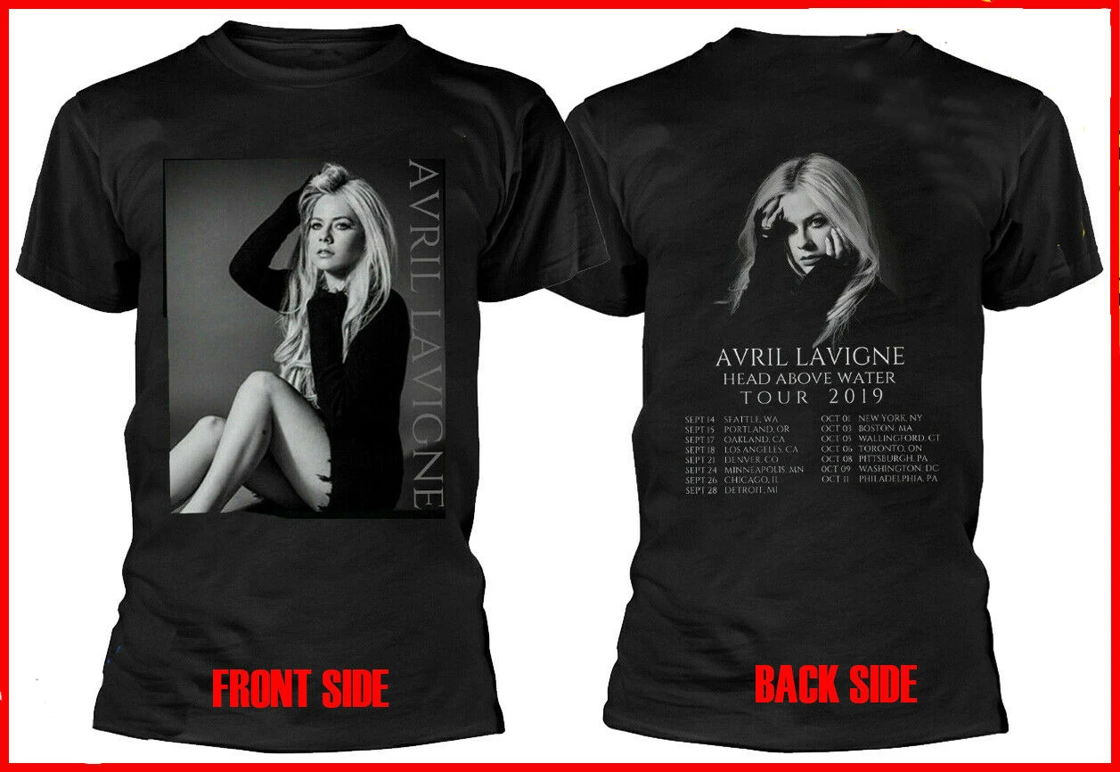 Avril Lavigne Galvą Virš Vandens Kelionių Datos 2019 Vyrai T-Shirt. Vasaros Medvilnės trumpomis Rankovėmis O-Kaklo Unisex Marškinėliai Naujas S-3XL