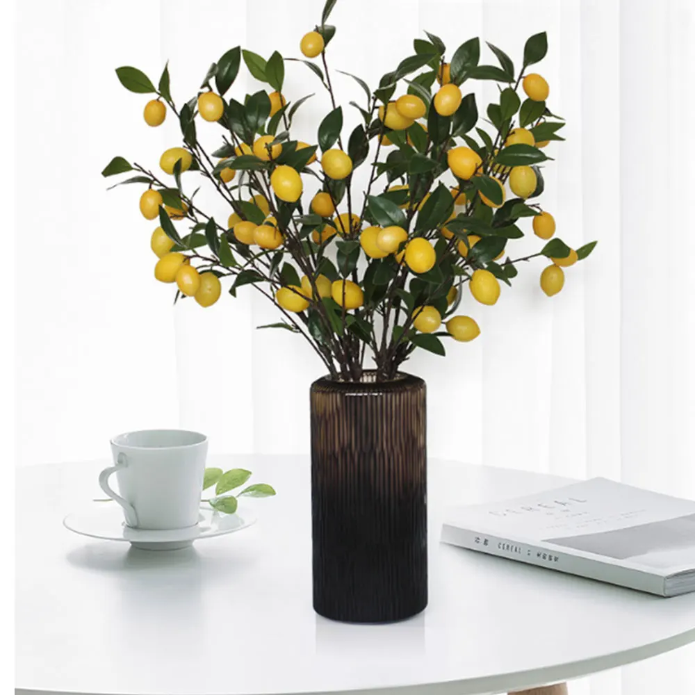 Modeliavimo Citrinų Filialas Dirbtinių Gėlių Kompozicijų Fotografavimo Rekvizitai Mini Lemon Tree Dekoro Augalų Buveinės Vestuves Apdaila