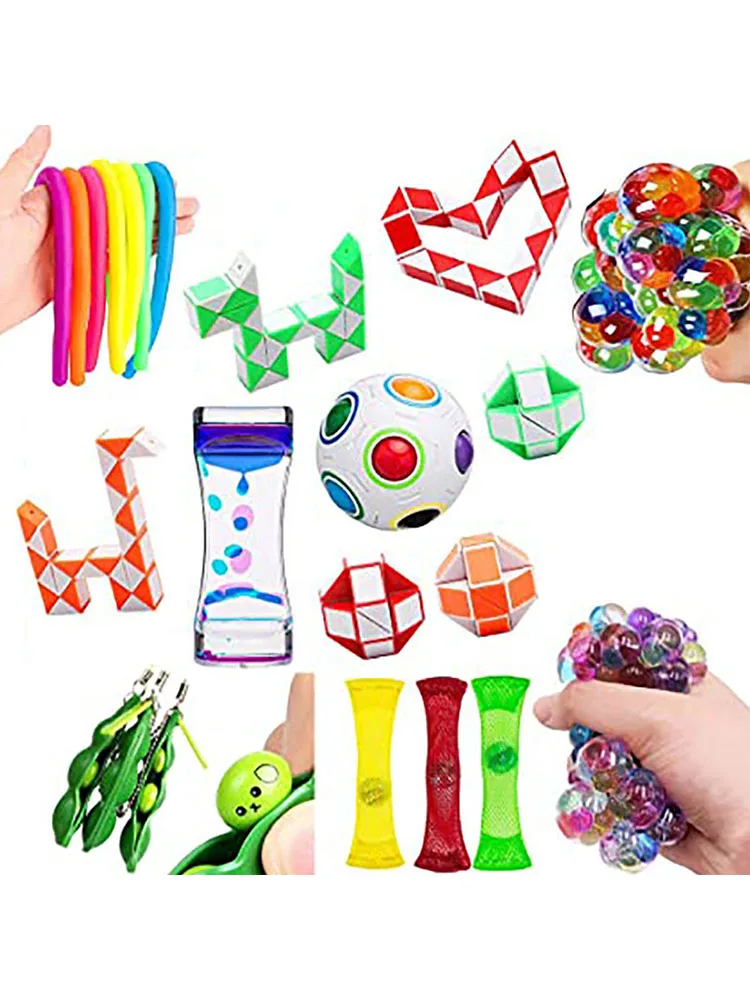 21/37/60PCS Pack Fidget Jutimo Žaislų Rinkinys Įtempių Žaislai Autizmo Nerimas Reljefas Streso Pop Burbulas Fidget Žaislai Vaikams Suaugusieji