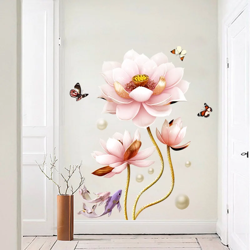 Romantiškas Gėlių Vinilo Sienos Lipdukas, Gyvenamasis Kambarys, Vonios kambarys Namų Dekoro Plakatas 3D Tapetai ant Sienos, Kambario, Apdailos, Estetinis Menas