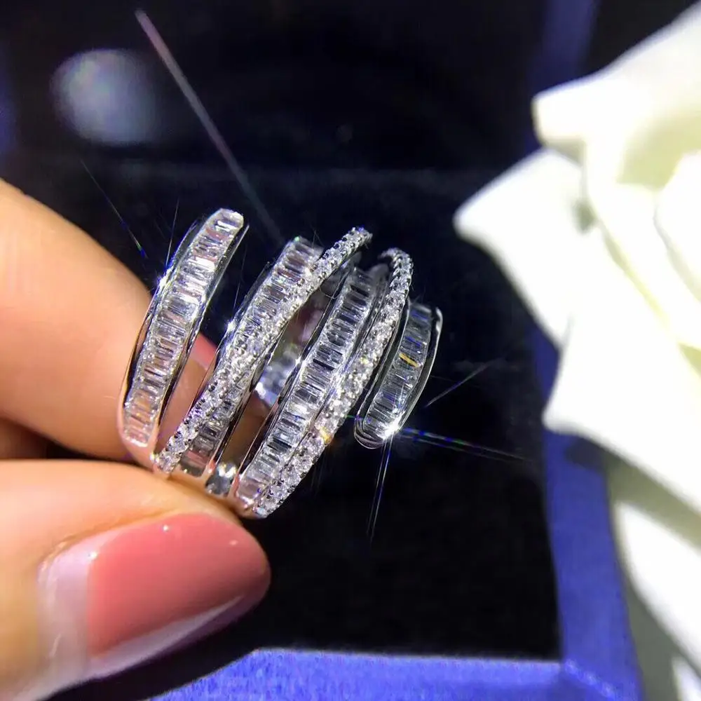 2021 Visoje Lab Diamond Pažadas Žiedas 925 sterlingas sidabro Bijou Dalyvavimas Vestuvių juostoje Žiedai, Moterų Nuotakos Bauda, Šaliai, Papuošalai