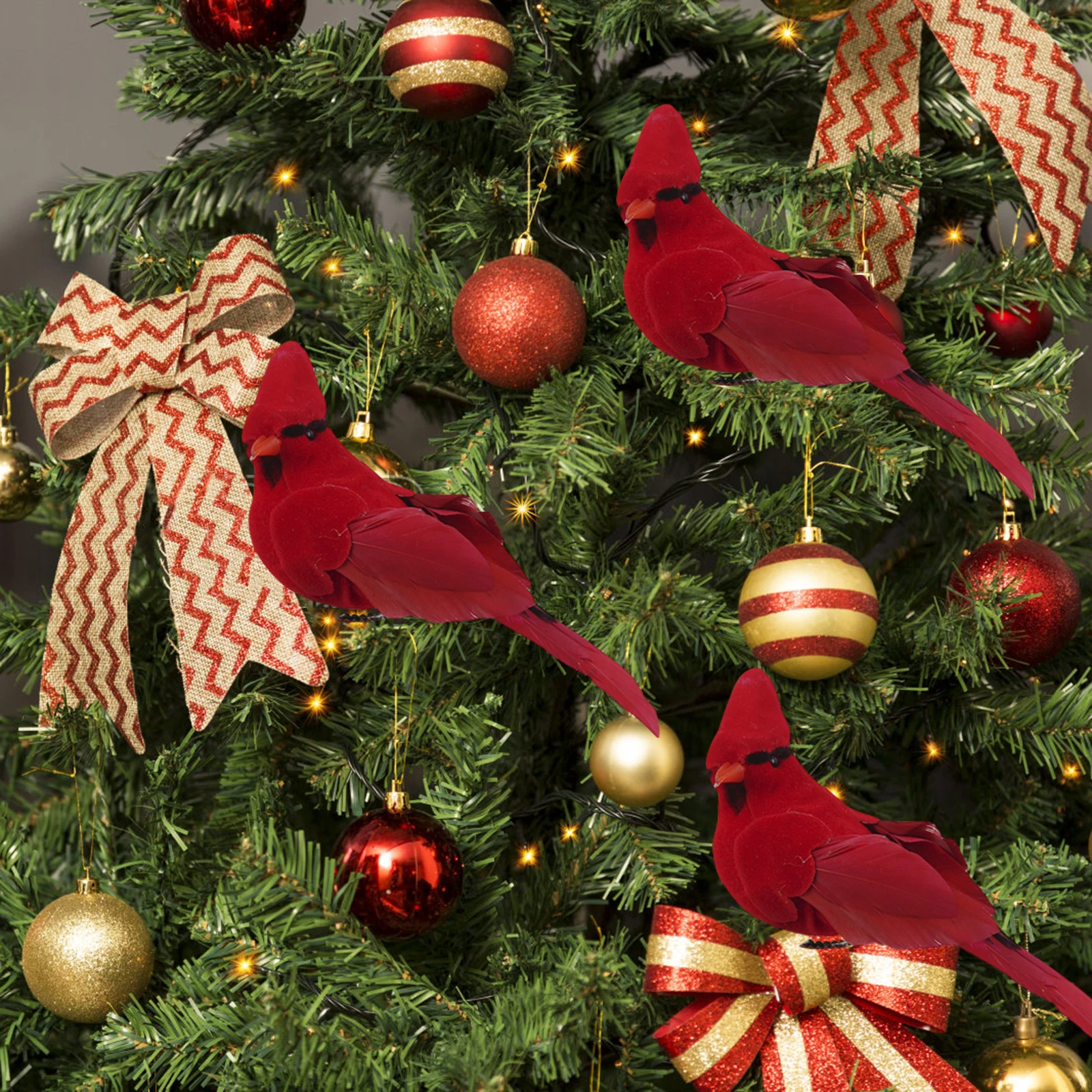 12Pcs Netikrą Paukščių Puikus Kardinolas Klipą Kalėdų Eglutės Ornamentu Putų ir Aksomo Paukščių Festivalis Šalis Dekoro Raudona Paukščiai