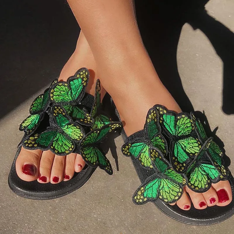 Moterų Sandalai Klasikinis Vasaros drugelis lankas Sandalai Minkšto Dugno Avalynė moterims Basutės siuvinėjimo Moterų Paplūdimio Bateliai