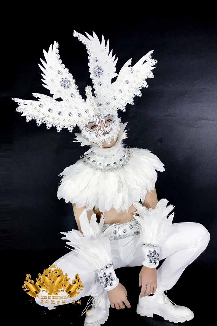 Balta plunksna angelas Vyrų dievo kostiumas deivė Vyresnysis prabanga paslaptingas Berniukas, Vyras kostiumai Helovinas šalis cosplay šokių kostiumas