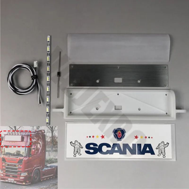 Tamiya Traktoriaus 1/14 Scania R620 R730 Reklamos Šviesos Lange Saulės Skydelis, LED Šviesos Lauke