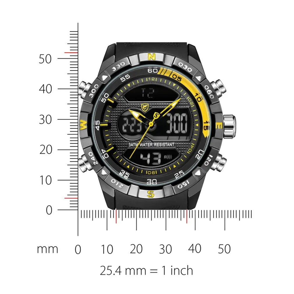 Hooktooth SHARK Sport Watch Vyrai Dvigubai Chronograph Judėjimas, Signalizacijos LCD Vyrų Laikrodis Atsparus Vandeniui 3ATM Juoda Chronometras /SH596