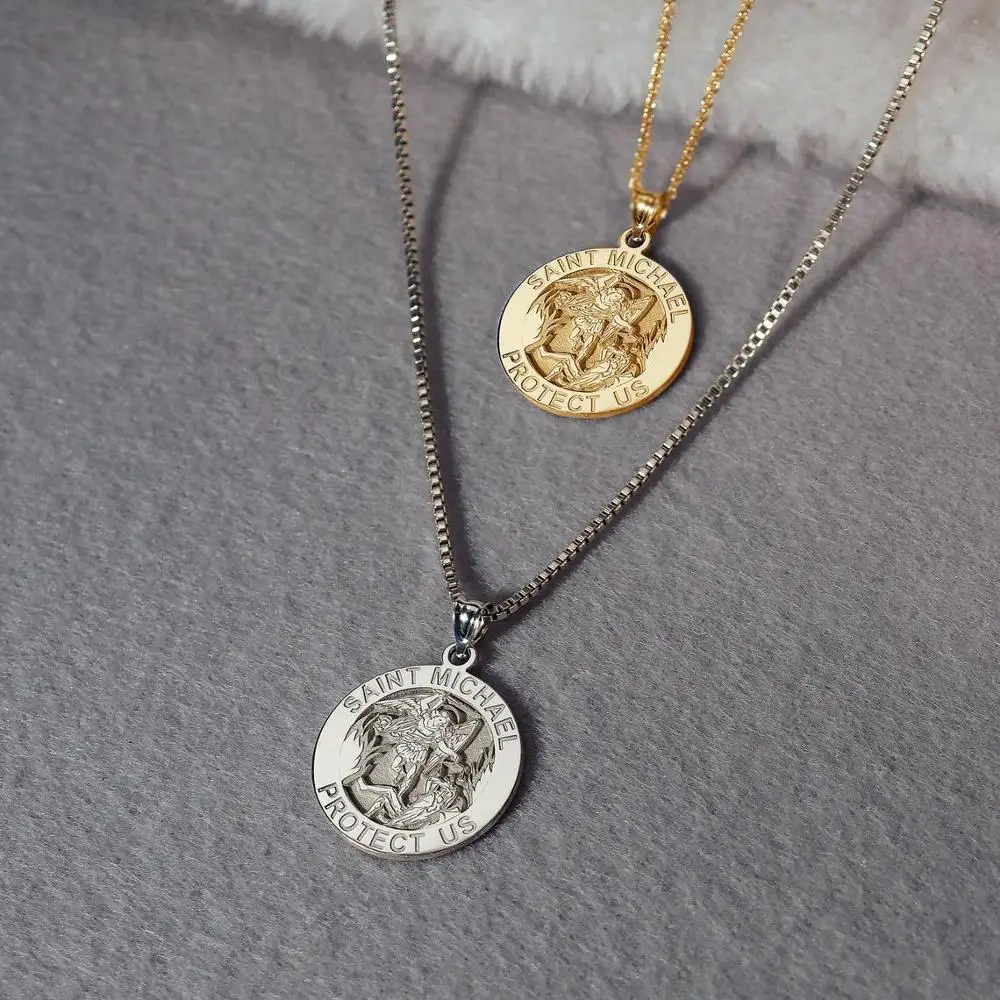 Moteris, monetos, paprastas karoliai, aukso, mados, šalies Religinę karoliai Turas Angelas Saint Michael Medalis Karoliai