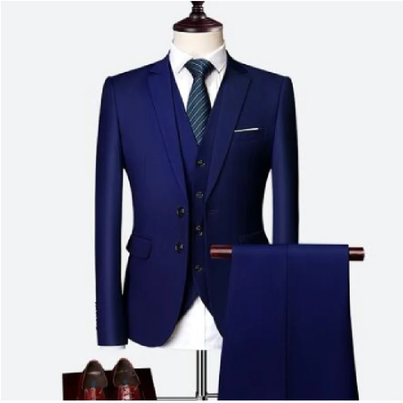 Tiktų vyrų 2020 m. pavasarį ir rudenį high-end pasirinktinių verslo sportiniai švarkai (bleizeriai) trijų dalių / Slim didelio dydžio. multi-color boutique kostiumas