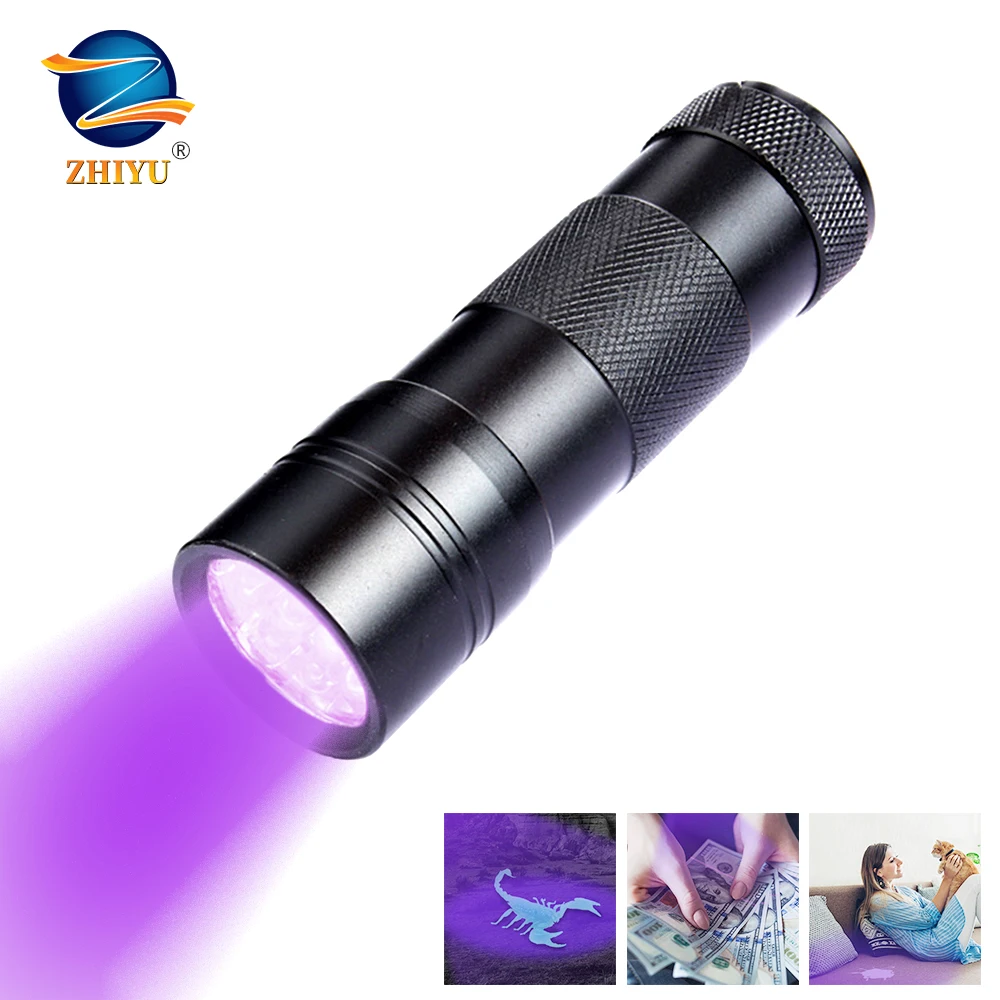 ZHIYU UV Žibintuvėlis 12 LED Juodos Šviesos 395nm ultravioletinės Lempos Detektorius Žibintuvėlis Šviesos Šunų Šlapimo, Naminių gyvūnų Dėmes, Lova Klaida