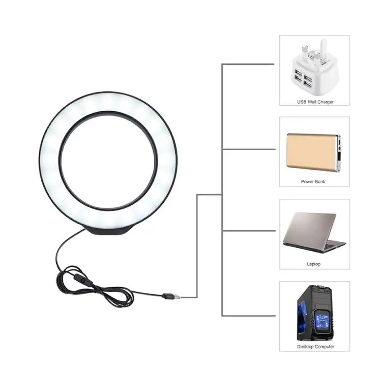 12cm USB Įkrovimo LED Selfie Žiedas Šviesiai Foto Studija Kamera, Šviesos, Fotografijos Pritemdomi Vaizdo Šviesos 