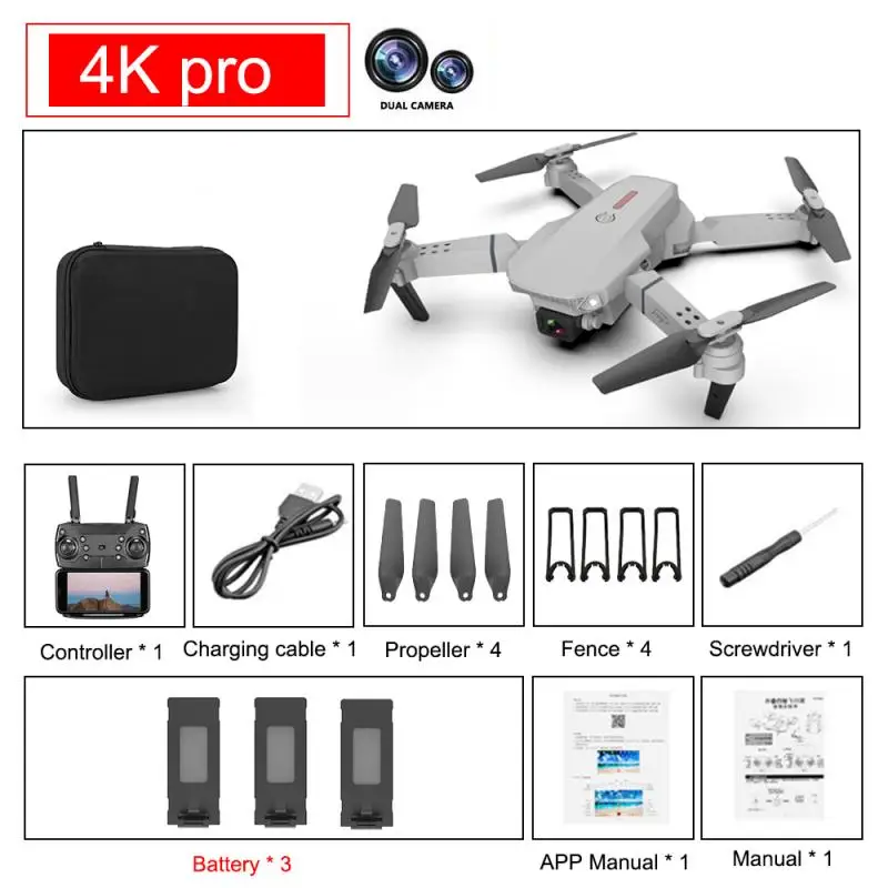 E88 Pro RC Drone 4k HD Dual Camera UAV 1080P WiFi FPV Drone Aukštis Išsaugojimo Mini Quadcopter Sraigtasparnis Orlaivių Platus Kampas