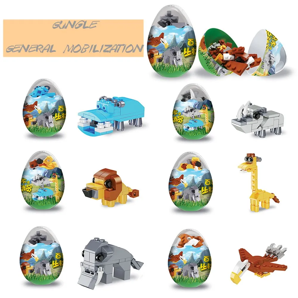 6-in-1 Juros periodo Dinozaurų Ir Džiunglių Visuotinės Mobilizacijos Įvairių Blokų Montavimas Kapsulė Žaislai, Vaikų Žaislai
