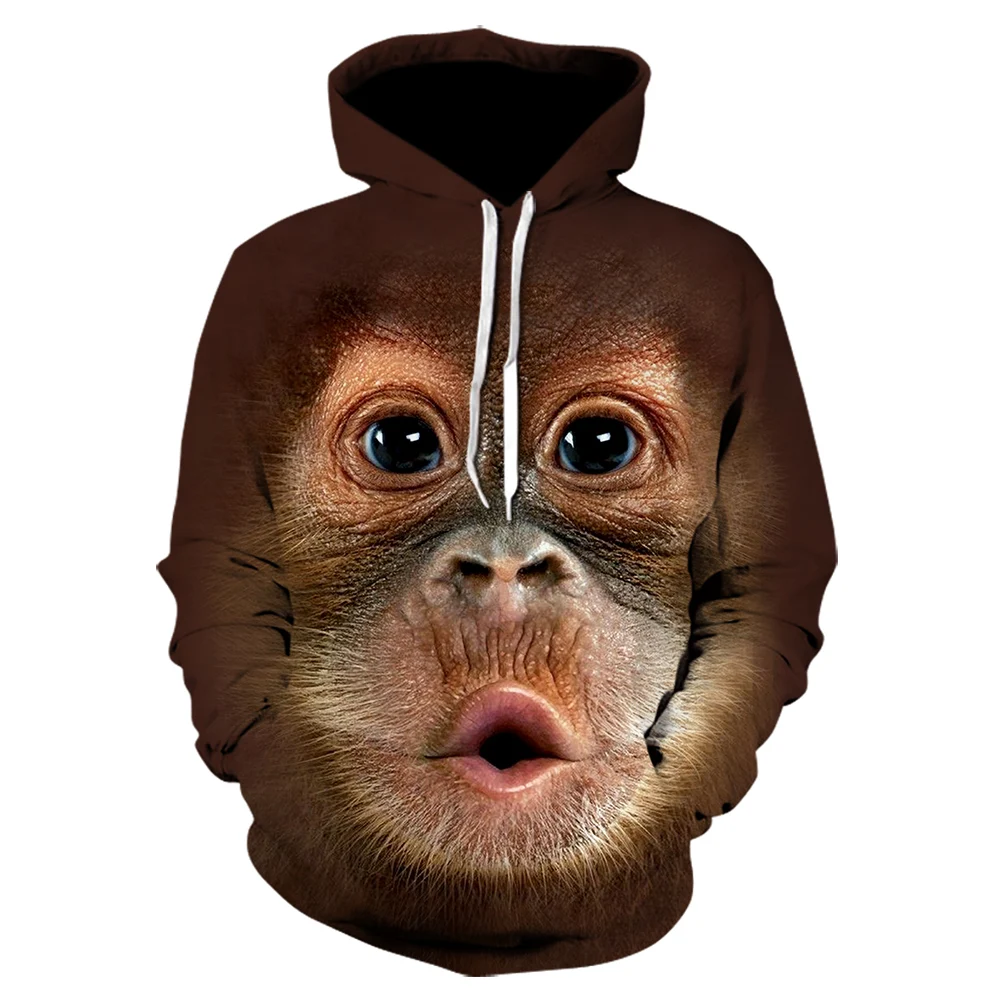 Naujas Hoodies Spausdinti Gyvūnų Ruda Beždžionė Raganosio Hoodies Vyrų/moterų 2020 m. 3D ilgomis Rankovėmis Juokinga Dizaino Laisvalaikio Helovinas Vyrų Vyrų