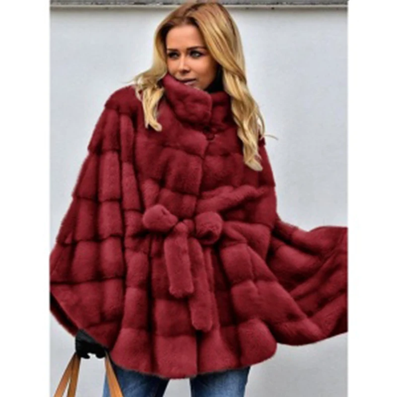 Umeko Elegantiškas Diržas Dirbtiniais Lapės Kailiniai Paltai Moterims Žiemos Mados Vidutinio Ilgio Dirbtinis Fox Fur Coat Lady Šiltas Netikrą Lapės Kailio Apsiaustu, Paltai