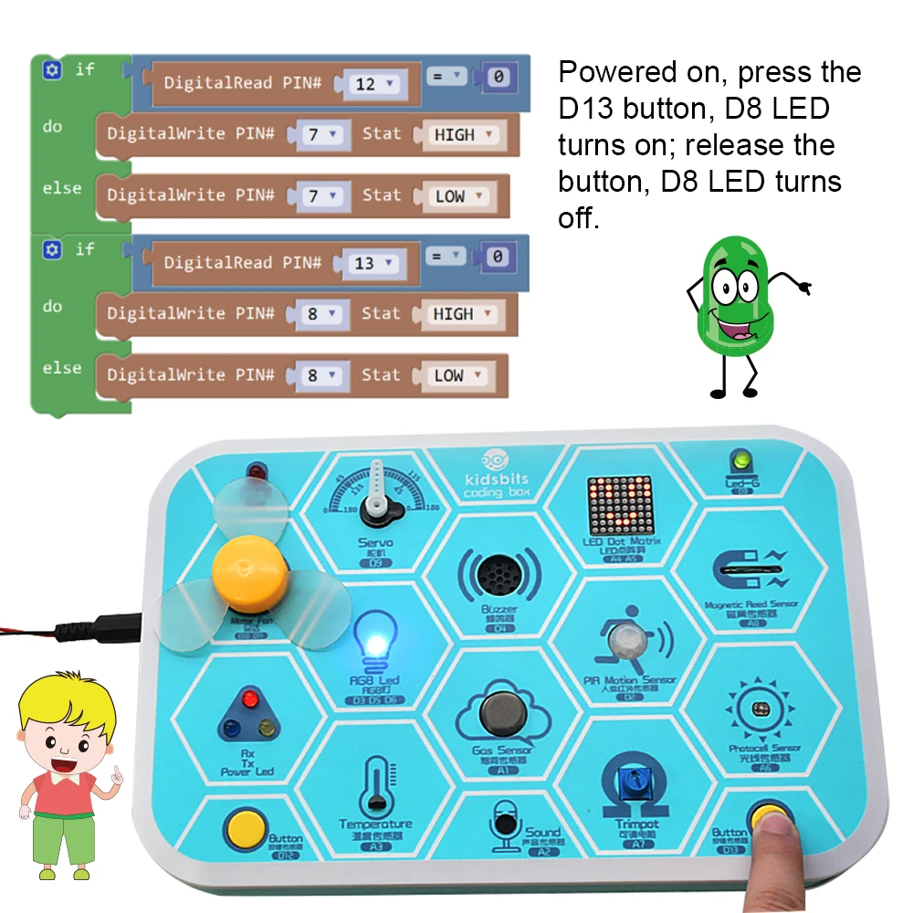 Keyestudio kidsbits Maker kodavimo langelyje V1.0 starter kit for Arduino KAMIENINIŲ Švietimo 7+