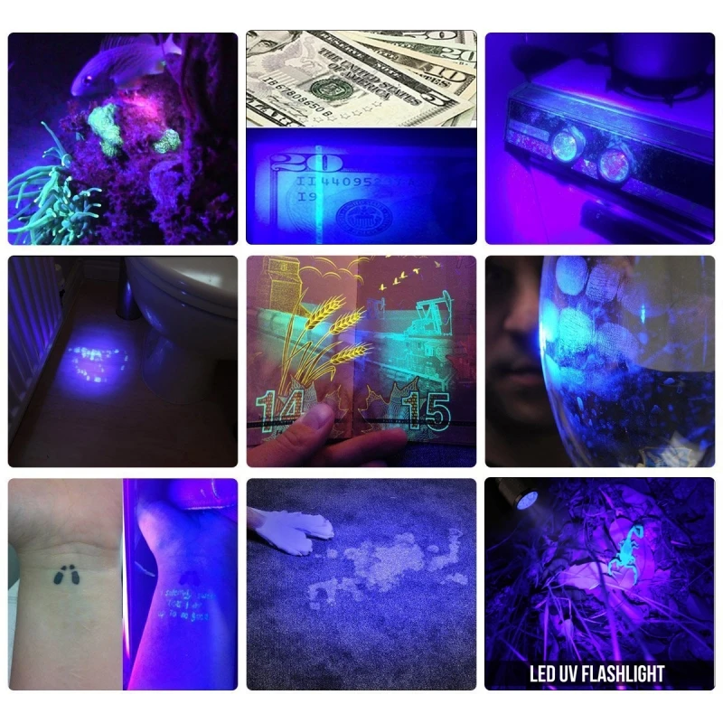 UV Žibintuvėlis ultravioletinės Šviesos Su Zoom Funkcija Mini Juodas UV Šviesos Augintinio Šlapimo Dėmes Detektorius Skorpionas Naudoti AA/14500 baterija