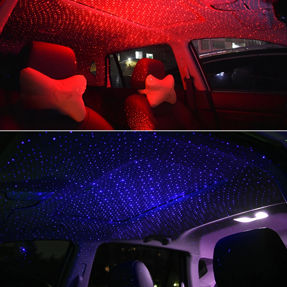 Automobilių Auto Stogo USB Interjero LED Dekoratyvinis Ambiented Projektorius Žvaigždėtą Star Light Didelio ryškumo LED automobilių ambianced šviesos