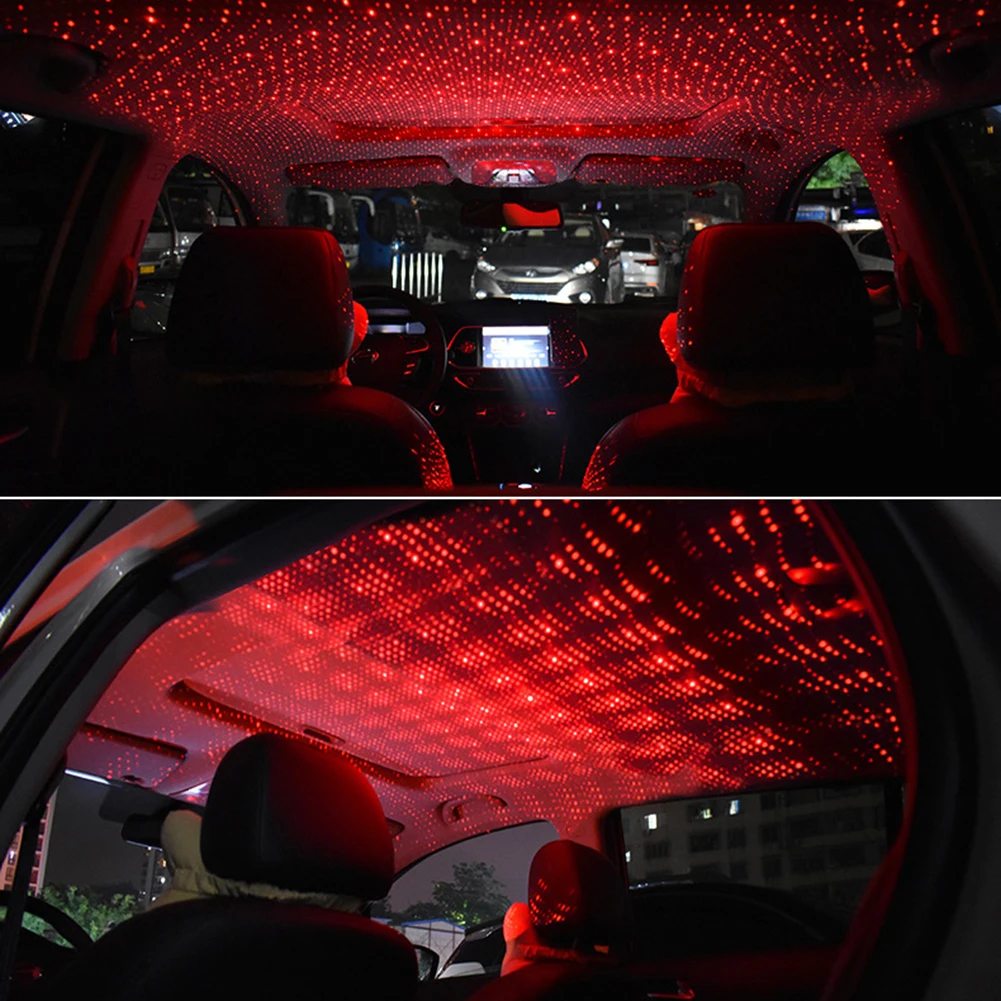 Automobilių Auto Stogo USB Interjero LED Dekoratyvinis Ambiented Projektorius Žvaigždėtą Star Light Didelio ryškumo LED automobilių ambianced šviesos
