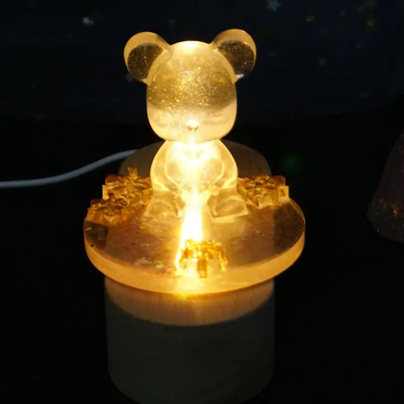 Derva Meno Medienos LED Šviesos Dispaly Bazės Krištolo Stiklo Meno Ornamentas Naktį LED Lempos B36D