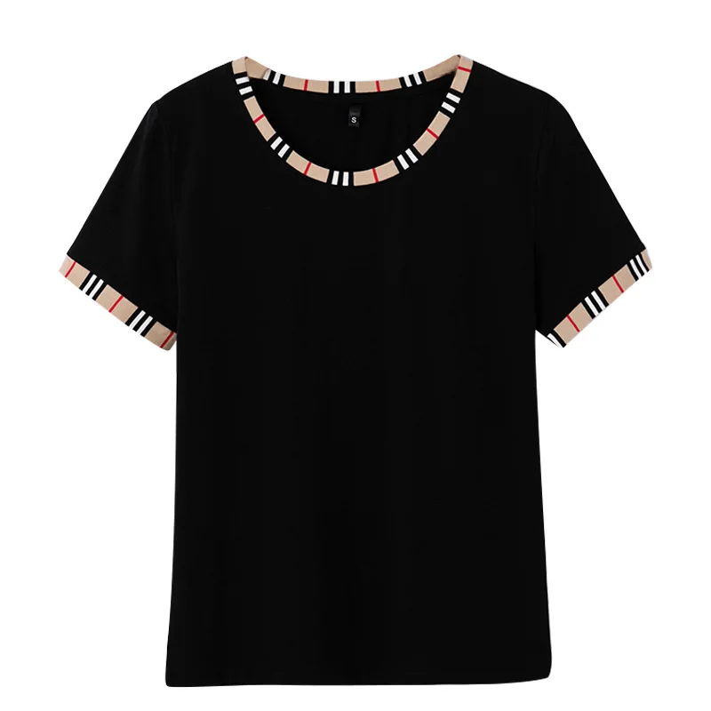 Naujas 2020 trumpomis Rankovėmis T-shirt Moterims korėjos Stilius Populiarus Apvalios Kaklo Siūlės Slim Paprasta Viršuje Moterų Drabužiai Marškinėliai, Femme
