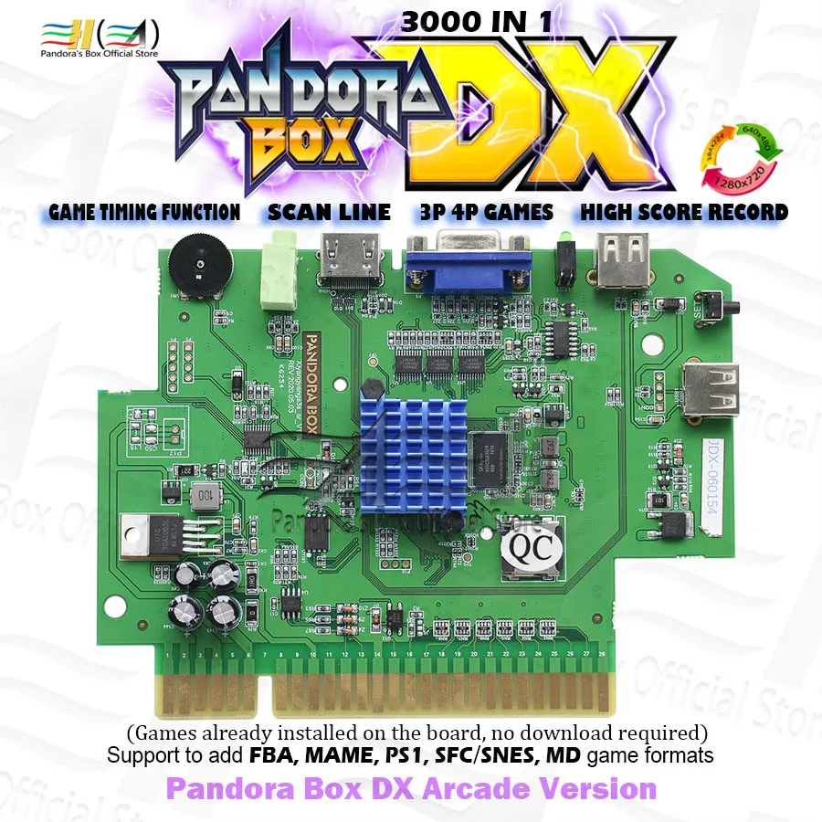 Originalus Pandora Box DX 3000 1 Arkadinis Žaidimas Jamma valdybos pcb CGA VGA HDMI suderinamus skenavimo linijos Gali pridėti 5000 žaidimas tekken 3D