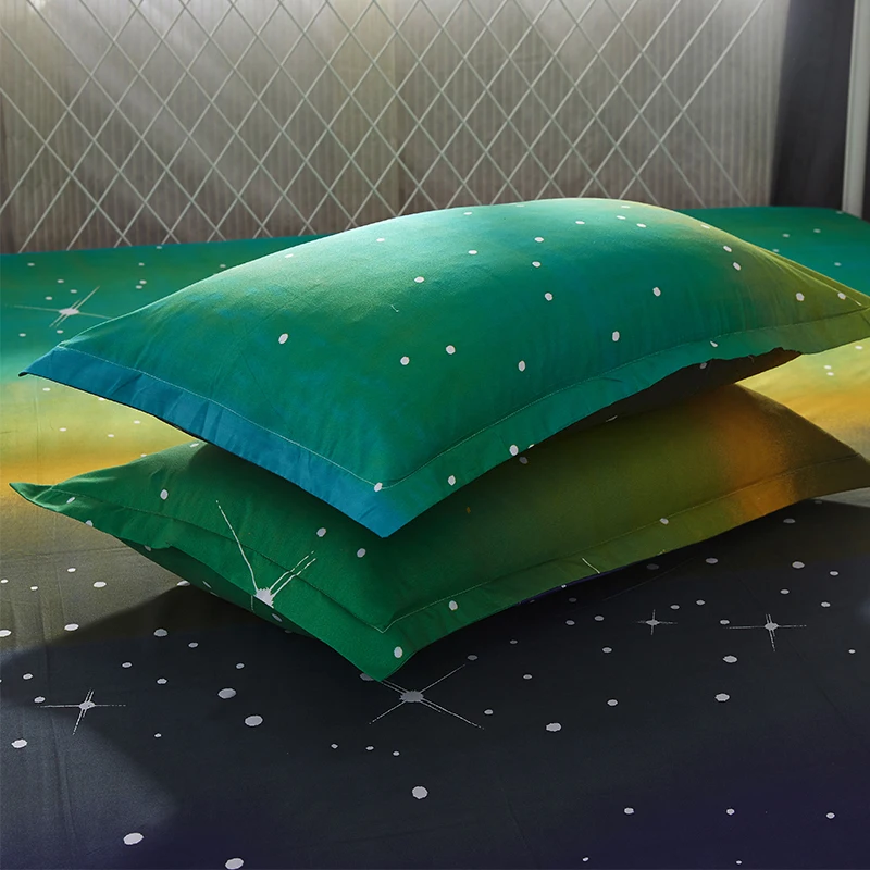 Mėlyna geltona žalia Nuolydis spalvų patalynės komplektas antklode padengti antklodė padengti Žvaigždėtą dangų Žvaigždes paklode pagalvių užvalkalai Namų tekstilė