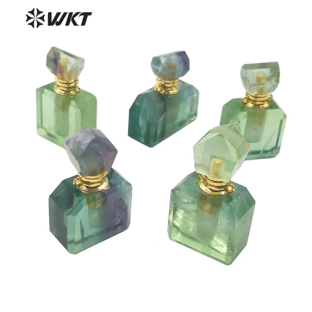 WT-P1511 Mados vaivorykštė fluorito akmuo kubo kvepalų buteliuko moterų spalvingas gamtos fluorito akmens kvepalų buteliuko dovanų 1 VNT