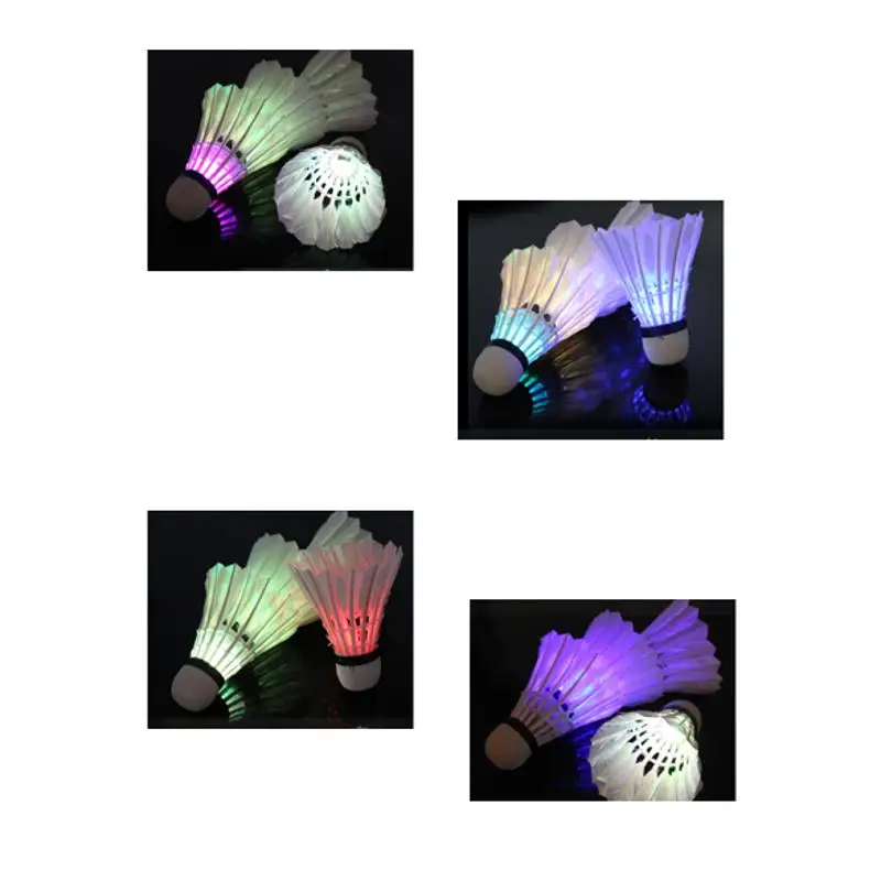 4 Vnt tamsią Naktį LED Pagalbinės Švyti Tamsoje Naktį Badmintono Plunksnų Shuttlecock Pagalbinės Lauko Sporto Reikmenys