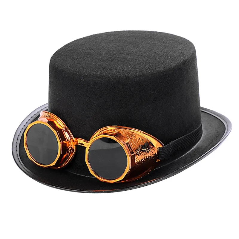 Viktorijos Steampunk Gotikos Viršų Skrybėlę su Nuimamais apsauginiais Akiniais Melonik Džiazo Bžūp Helovyno Cosplay Karnavalas Kostiumas Priedų