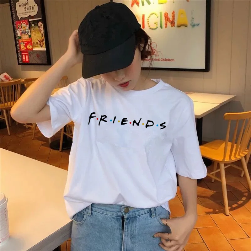Draugų tv šou Drabužių 2019 marškinėliai kawaii korėjos marškinėlius 90-ųjų moterų moterų top tee marškinėliai harajuku Grafinis t-shirt Mergina vasaros