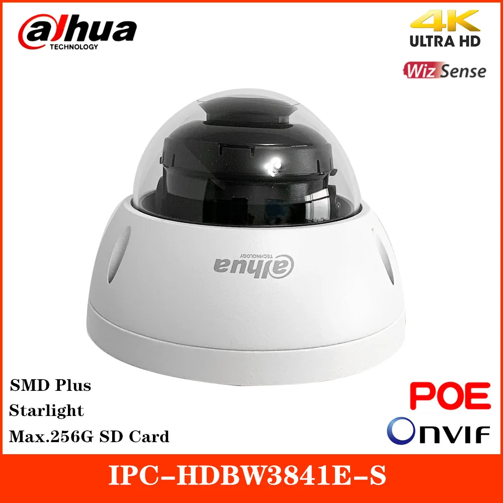 Dahua 8MP IR WizSense IP vaizdo Kamera IPC-HDBW3841E-S SMART H. 264+/H. 265+ Sukimosi režimas Paramos 256G SD Kortelę ir POE Dome 4K vaizdo Kamera