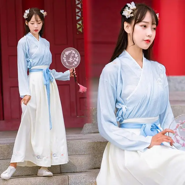 Naujienų Hanfu Suknelė Mergina Kinų Stiliaus Kasdien Moterys Tradicinių Kostiumų Liaudies Šokio Paauglių Mergaičių Kinijos Tang Moteris Komplektai