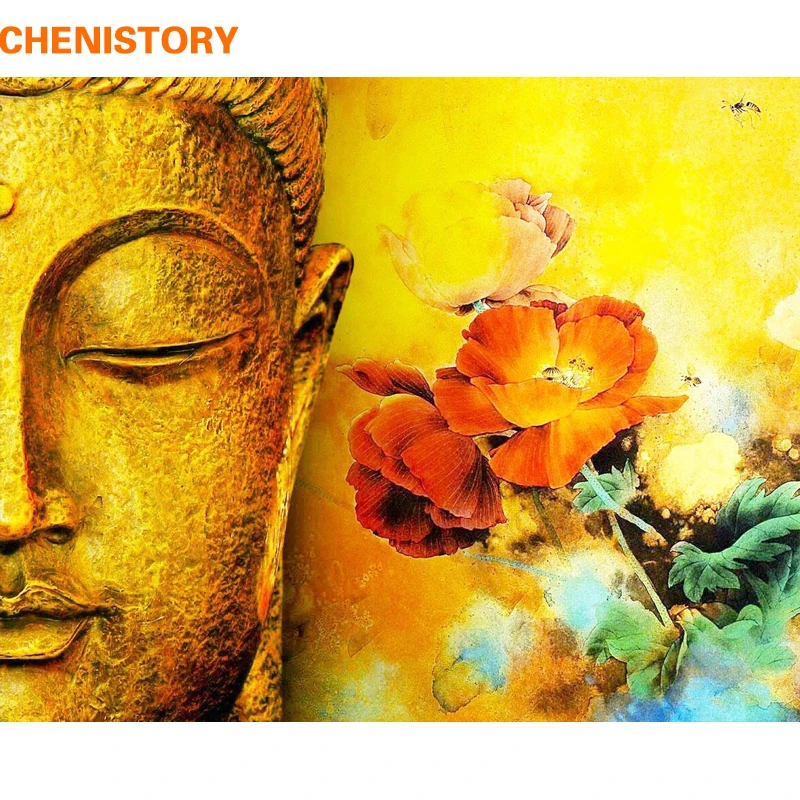 CHENISTORY Frameless Buda Gėlių 