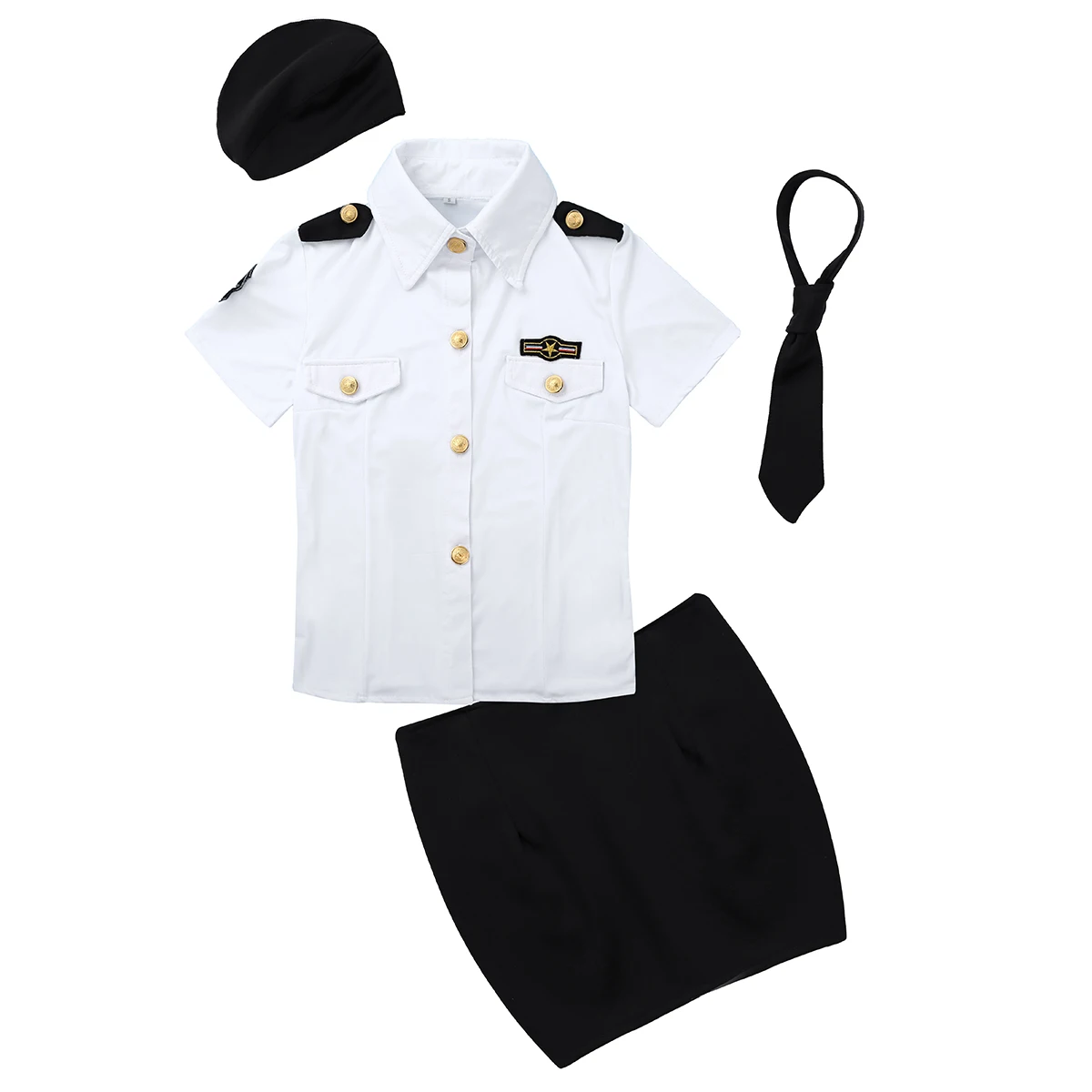 Moterų Karnavalai Cosplay Kostiumų Policijos Pareigūno Uniformos Kostiumas Turn-žemyn Apykaklės Marškinėliai su Mini Sijonas Skrybėlę ir Kaklaraištis už Vaidmenį Paly