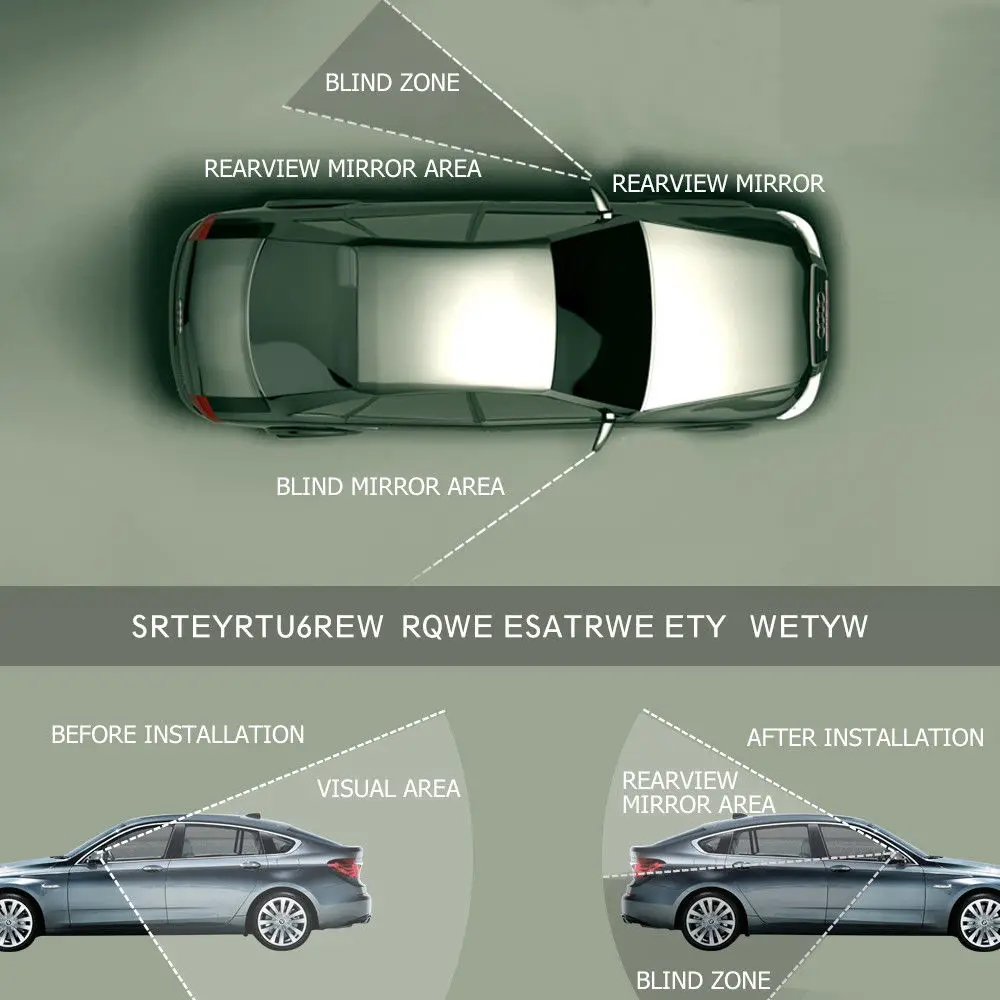 1Pcs Auto Automobilio galinio vaizdo HD Veidrodėliai Reguliuojami Šoniniai galinio vaizdo Blind Spot Platus kampas