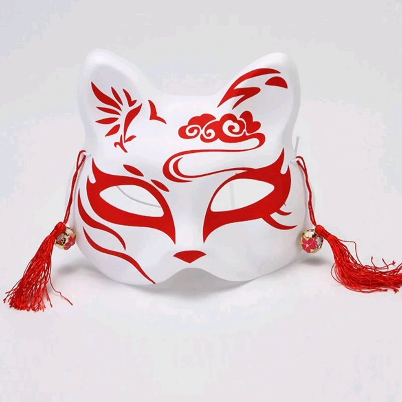 Anime ranka-dažytos maskuotis PVC fox katės kaukė cosplay fox demonas Japonų pusę veido katės kaukė Helovinas foto cosplay rekvizitai