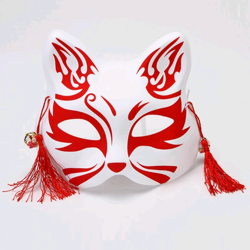 Anime ranka-dažytos maskuotis PVC fox katės kaukė cosplay fox demonas Japonų pusę veido katės kaukė Helovinas foto cosplay rekvizitai