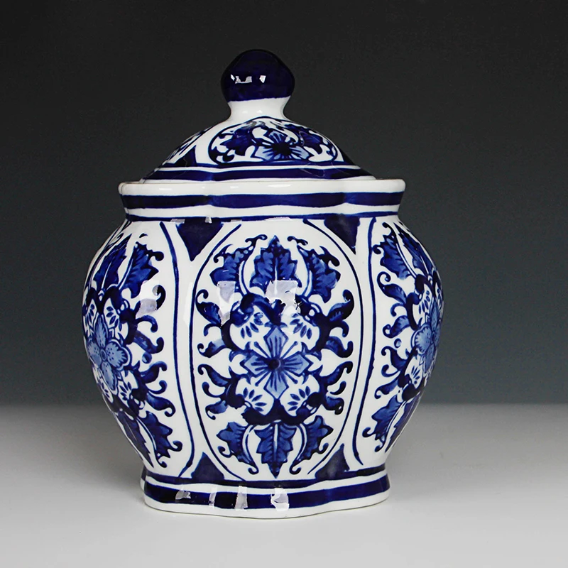 JJingdezhen keramikos rezervuarų, mėlynos ir baltos spalvos porceliano puodą Kinijos kambarį, TV spintelė užkandis puodą dekoratyvinių menų ir amatų