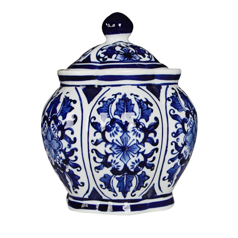 JJingdezhen keramikos rezervuarų, mėlynos ir baltos spalvos porceliano puodą Kinijos kambarį, TV spintelė užkandis puodą dekoratyvinių menų ir amatų